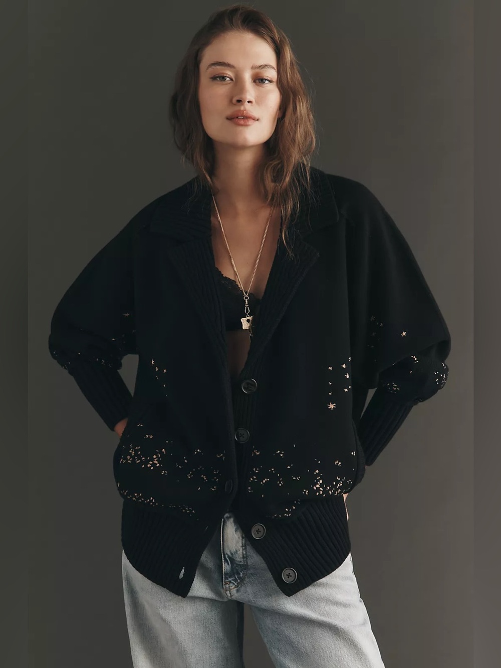 By Anthropologie Collared V-Neck Cardigan Size 2X (flaws, see description) - Picture 2 of 11